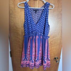 Victoria's Secret Blue and Pink Paisley Mini Dress - Medium